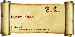 Nyers Kada névjegykártya